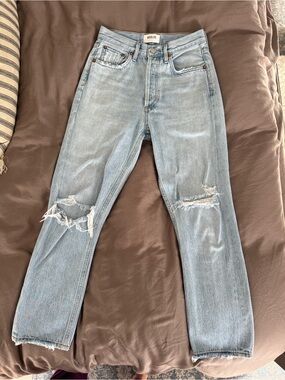 Agolde Riley Light Wash Distressed Jeans